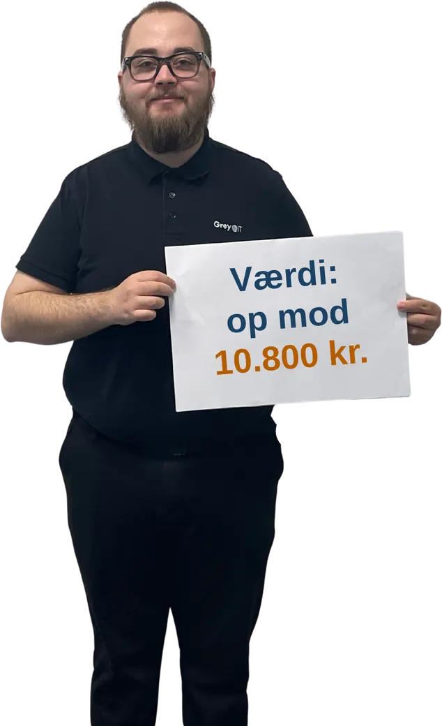 GreyIT IT-supporter med skilt: Værdi op mod 10.800 kr.